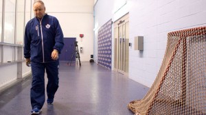 Toronto Maple Leafs head coach Randy Carlyle doesn't seem too happy about participating in HBO's 24/7. (CP/Chris Young)